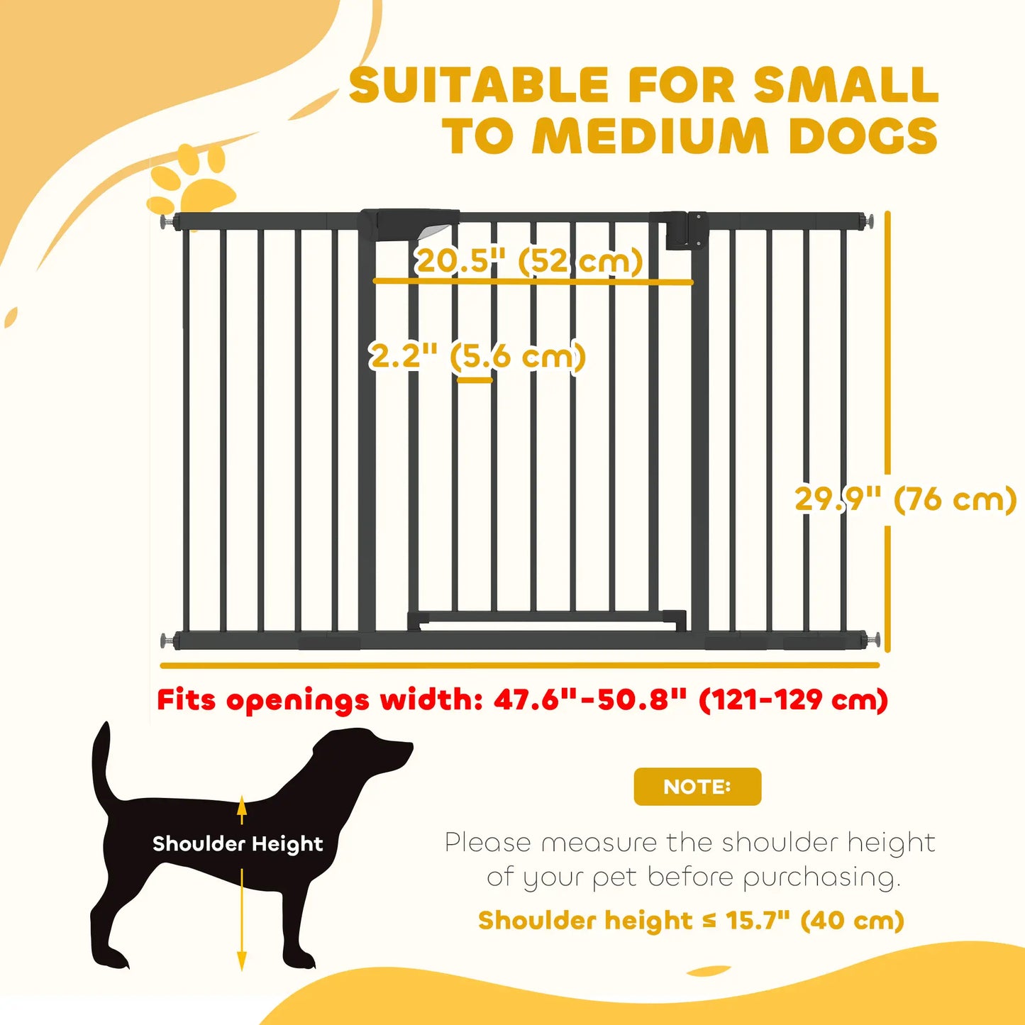 Baby Gate, Pet Safety Gate, 30"-51" Wide, Auto-Close, Black