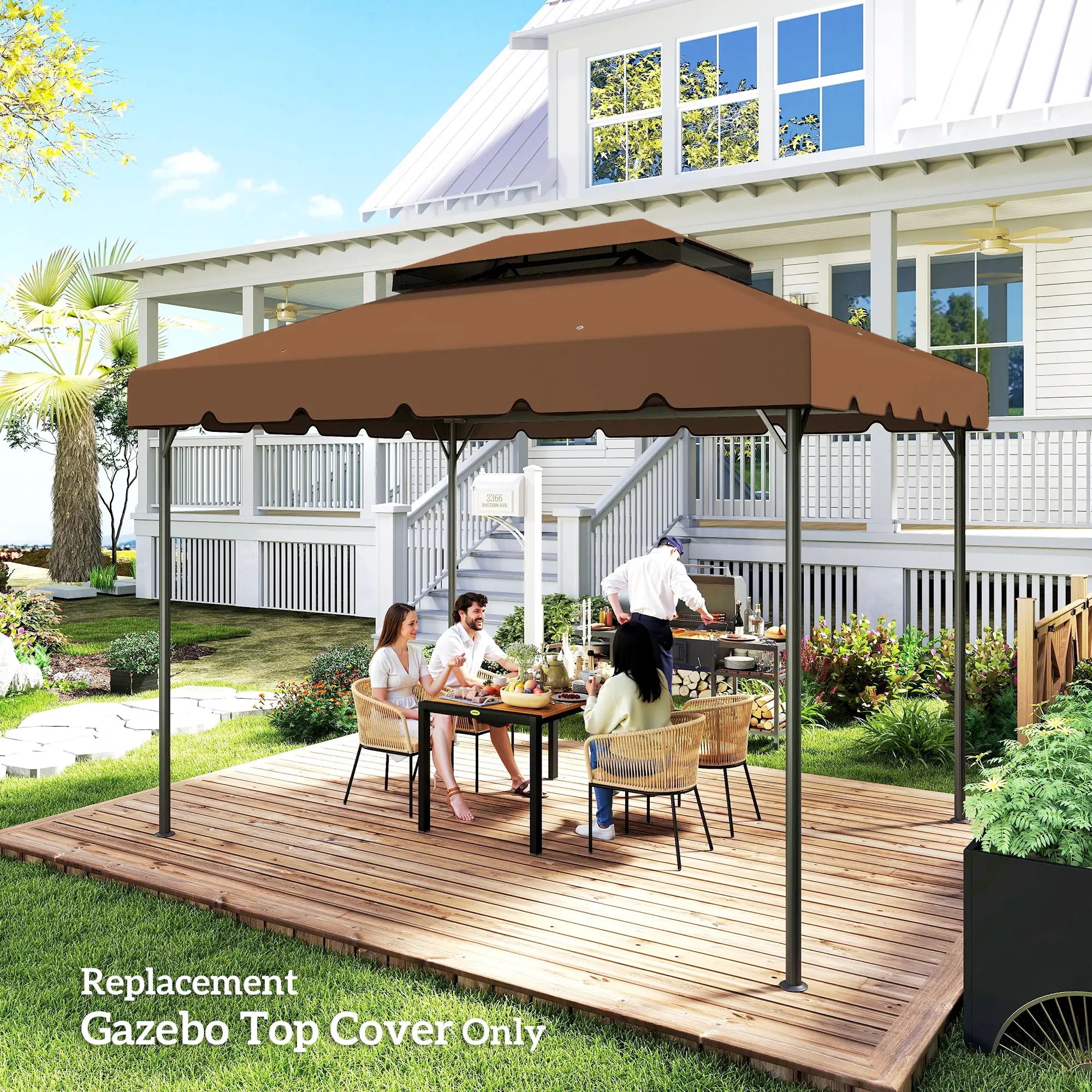 13' x 10' Gazebo Canopy, Double Vented Roof, Coffee Gazebo Canopy Replacement at Gallery Canada