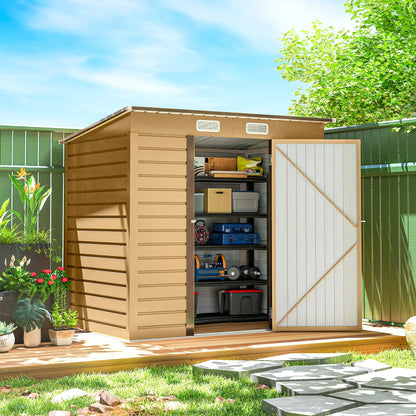 6 x 4FT Galvanized Metal Garden Storage Shed, Yellow Sheds at Gallery Canada