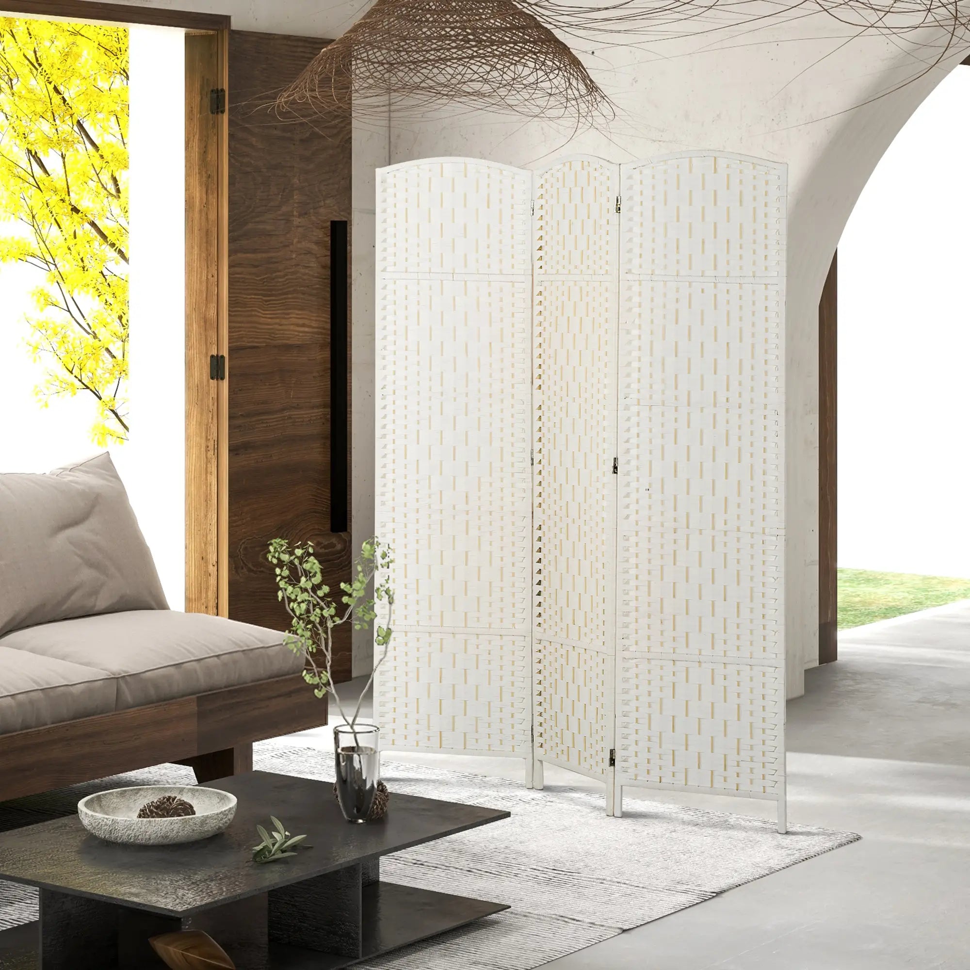 6ft Folding Room Divider, 3 Panel Wooden Partition, White Room Dividers at Gallery Canada