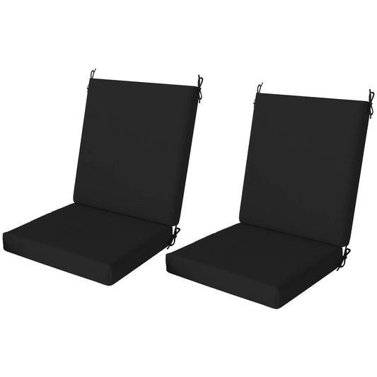 Outdoor Cushions Set of 2, Dining Chair Seat Cushions with Back, Fade-Resistant, Black Patio Chair Cushions Black at Gallery Canada