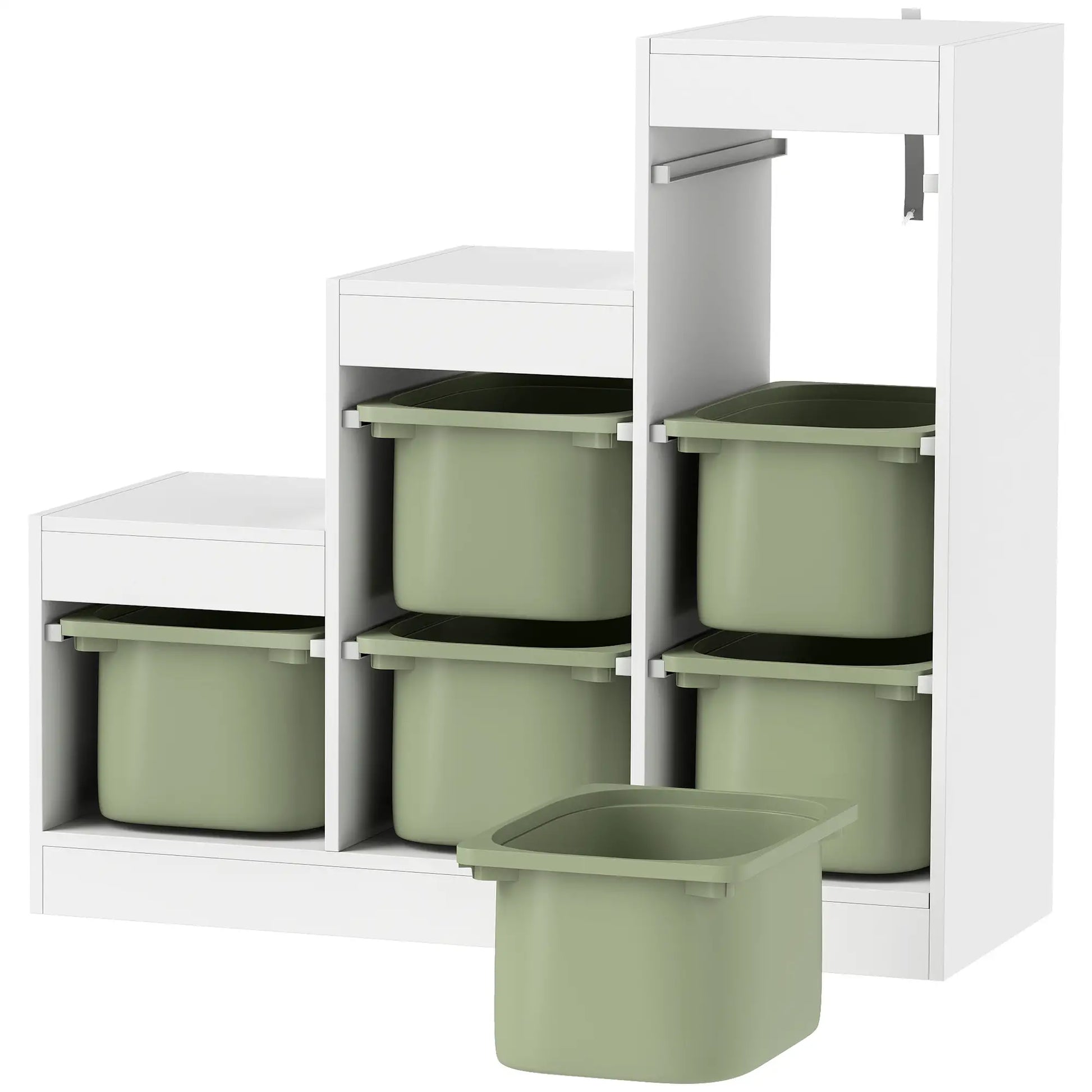 3 Layers Toy Storage Organizer, 6 Plastic Bins, Green Baby & Kids Storage White, Green at Gallery Canada