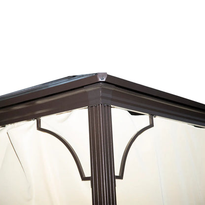 10x10 Ft Hard Top Gazebo, Heavy Duty Canopy, Sun Shade, Coffee, Beige Gazebos at Gallery Canada