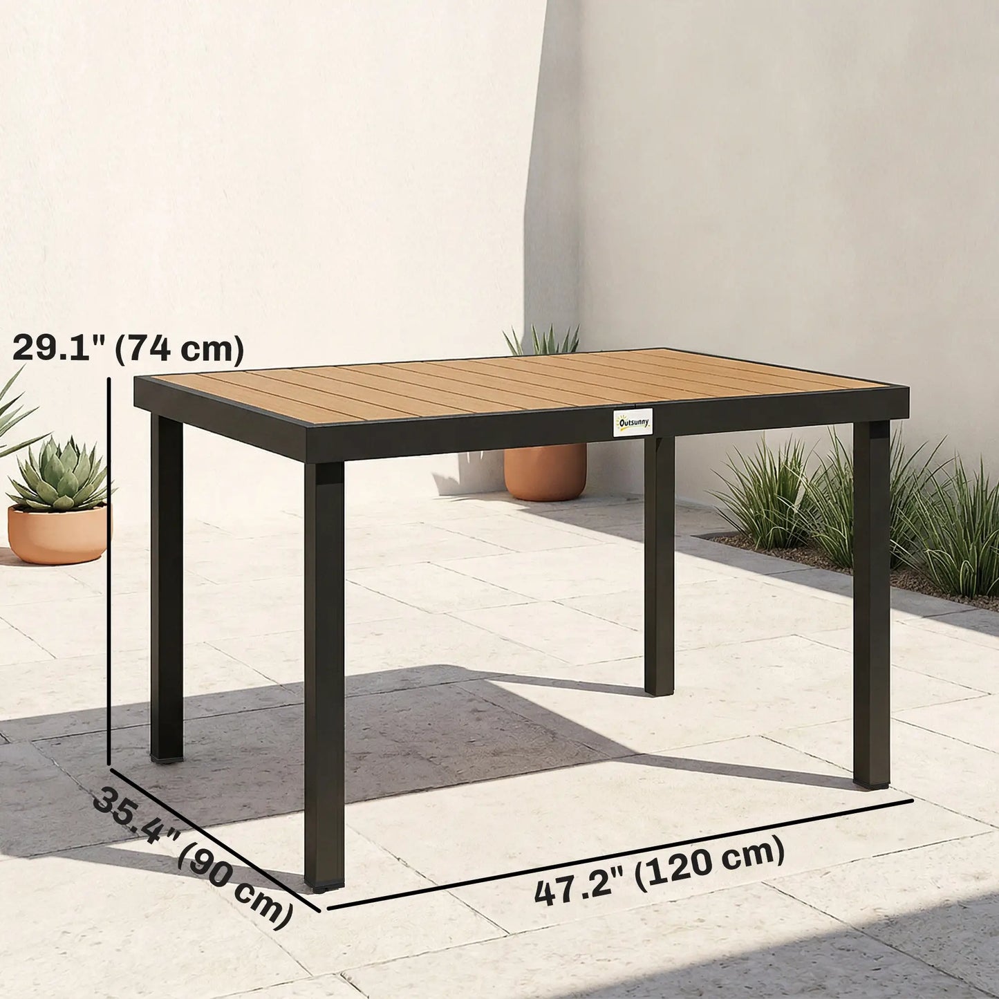 Aluminum Outdoor Dining Table for 6, 47.2" x 35.4" x 29.1", Natural Patio Dining Tables at Gallery Canada