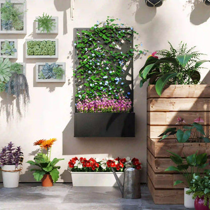Metal Raised Garden Bed With Trellis, Privacy Panel, Irregular Line Cut-Outs Galvanized Planter Boxes at Gallery Canada