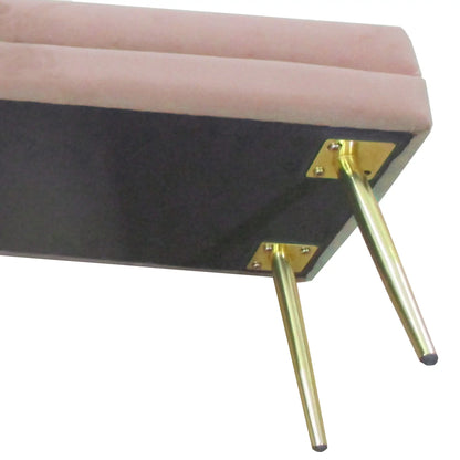 Velvet Upholstered Bench, Thick Padded Seat, Steel Legs, Pink Storage Ottomans & Benches at Gallery Canada