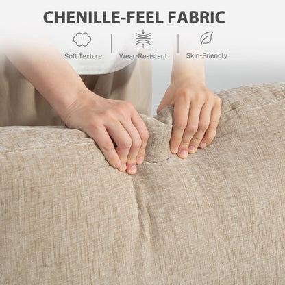 3 Seater Sofa with USB Ports, Cup Holders, Chenille Upholstery, Light Brown 3-Seater Sofas at Gallery Canada