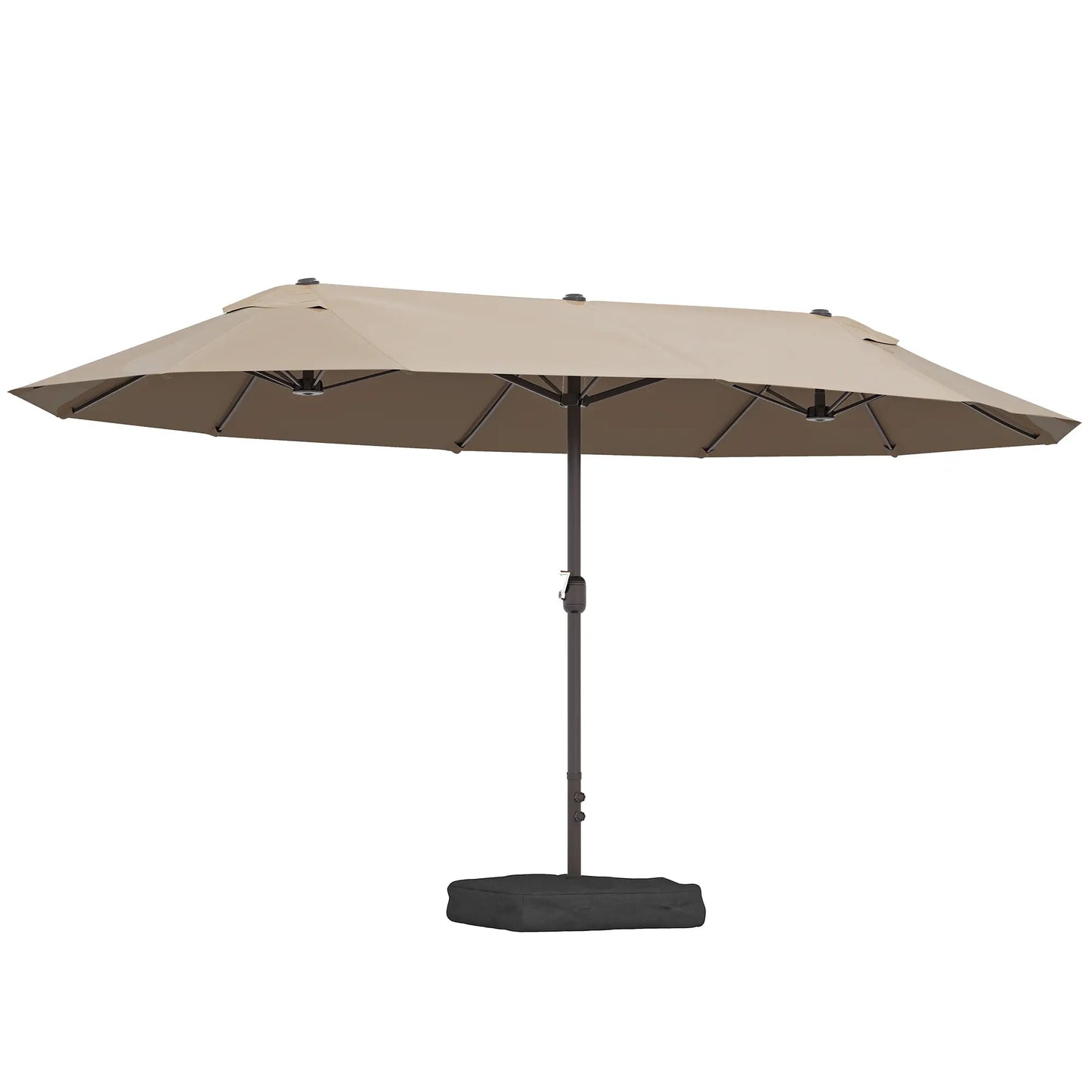 15' Outdoor Patio Umbrella, Twin Canopy, Lift Crank, Brown Sun Umbrellas at Gallery Canada