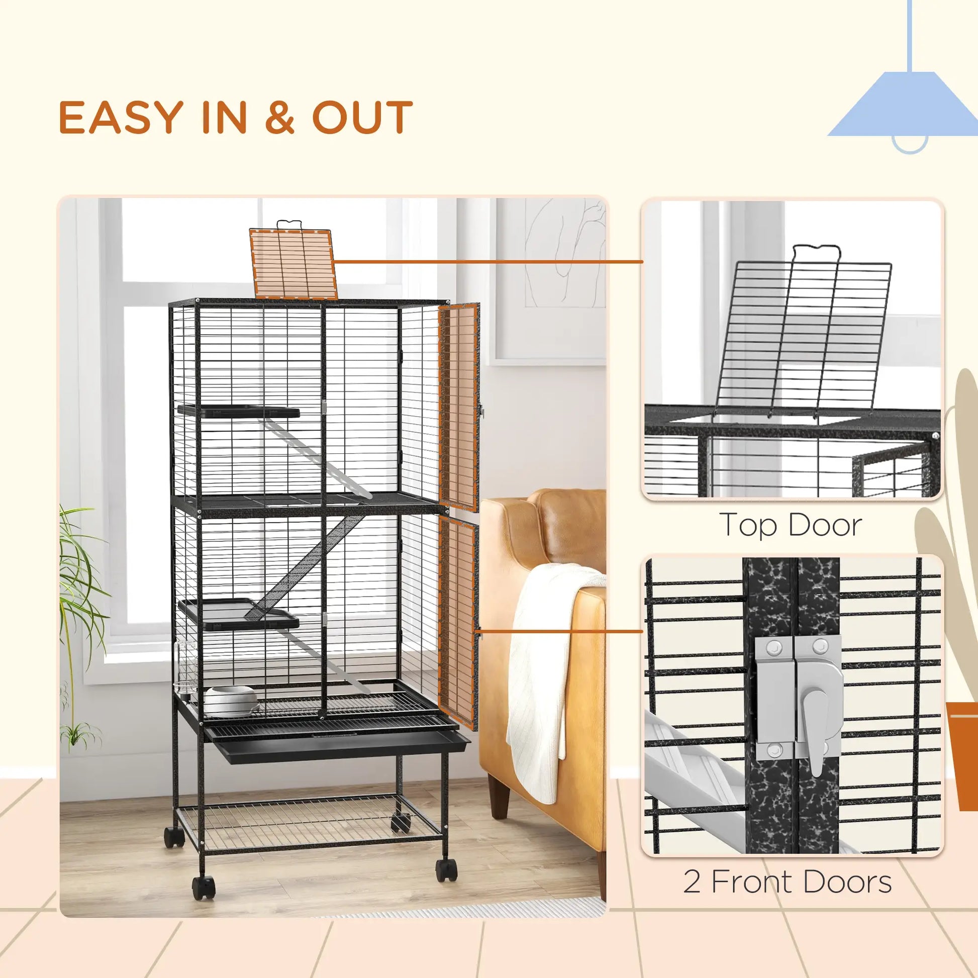 Small Animal Cage 53.5"H, Removable Tray, Storage Shelf, Dark Grey Houses & Habitats at Gallery Canada