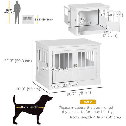 31" Dog Crate End Table, Three Doors, White Houses, Kennels & Pens at Gallery Canada