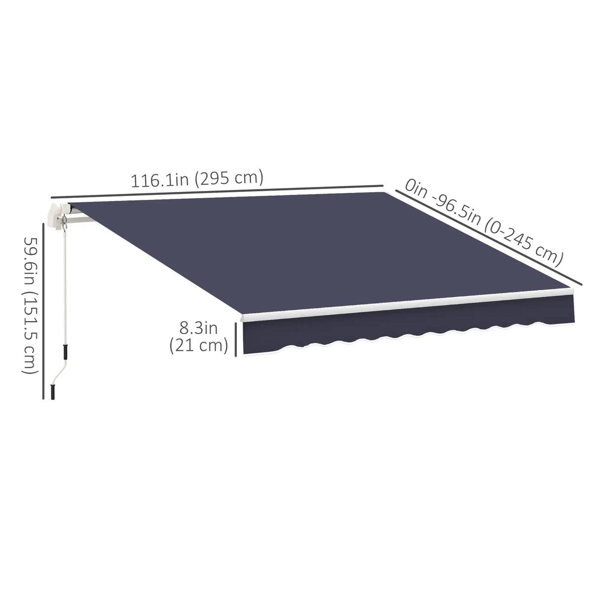 10' x 8' Retractable Awning, Sun Shade Canopy, Aluminum Frame, UV Protection, Blue Deck Awnings at Gallery Canada