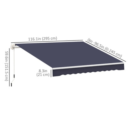 10' x 8' Retractable Awning, Sun Shade Canopy, Aluminum Frame, UV Protection, Blue Deck Awnings at Gallery Canada