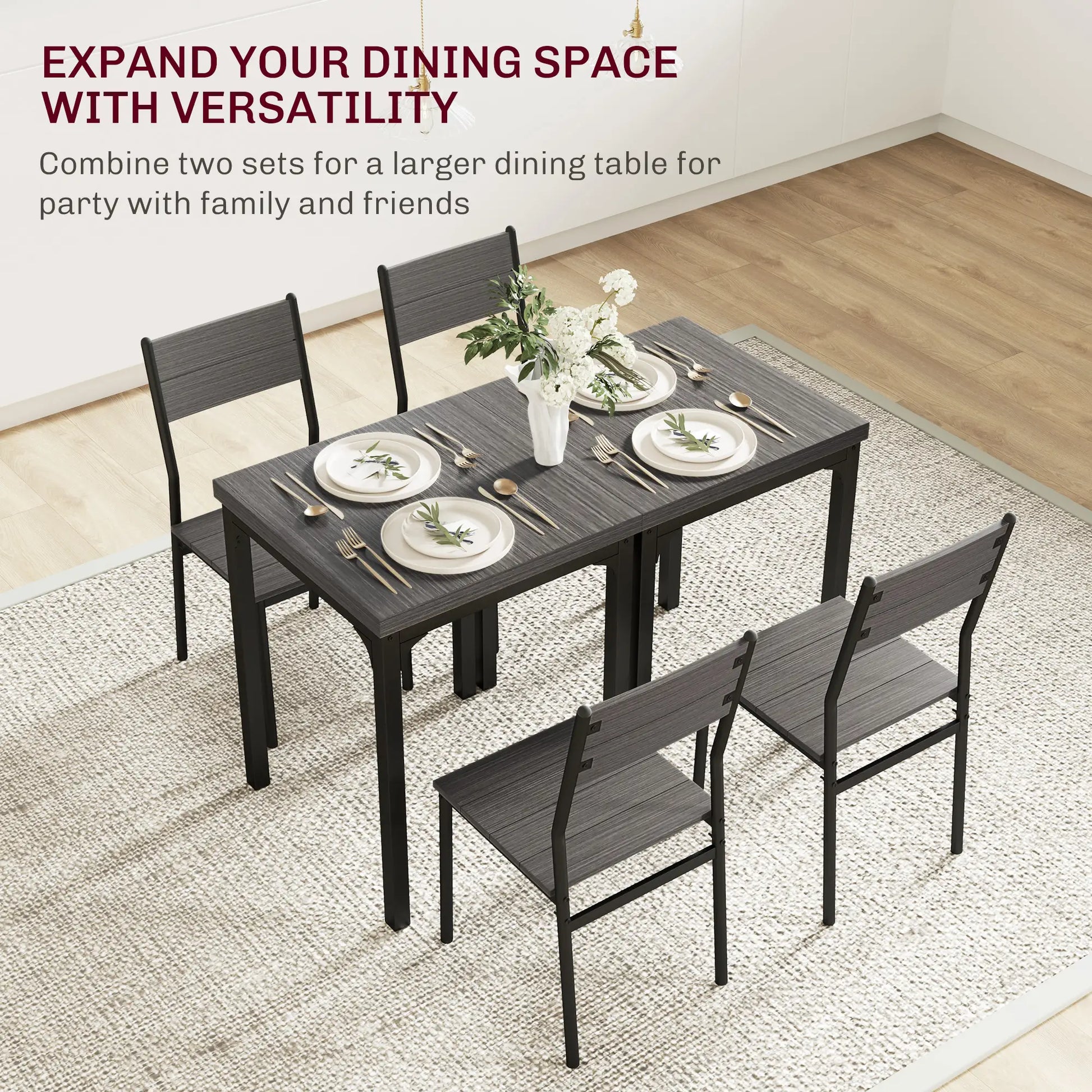 Dining Table Set for 2, 3 Piece, Metal Legs, Grey Dining Table Sets at Gallery Canada
