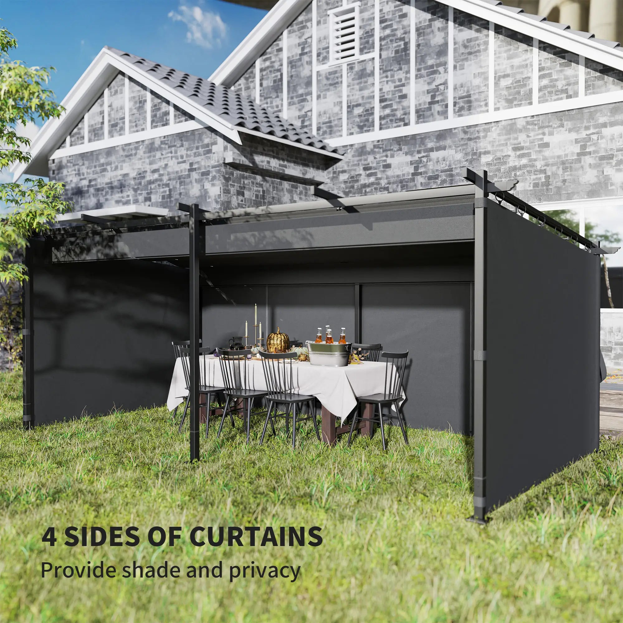 10' x 20' Metal Retractable Pergola Canopy, Outdoor Gazebo UPF30+ Sun Shade Pergolas at Gallery Canada