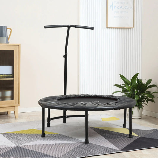 39" Mini Exercise Trampoline, Adjustable T-Bar, Indoor Fitness Rebounder, Black Trampolines Black at Gallery Canada