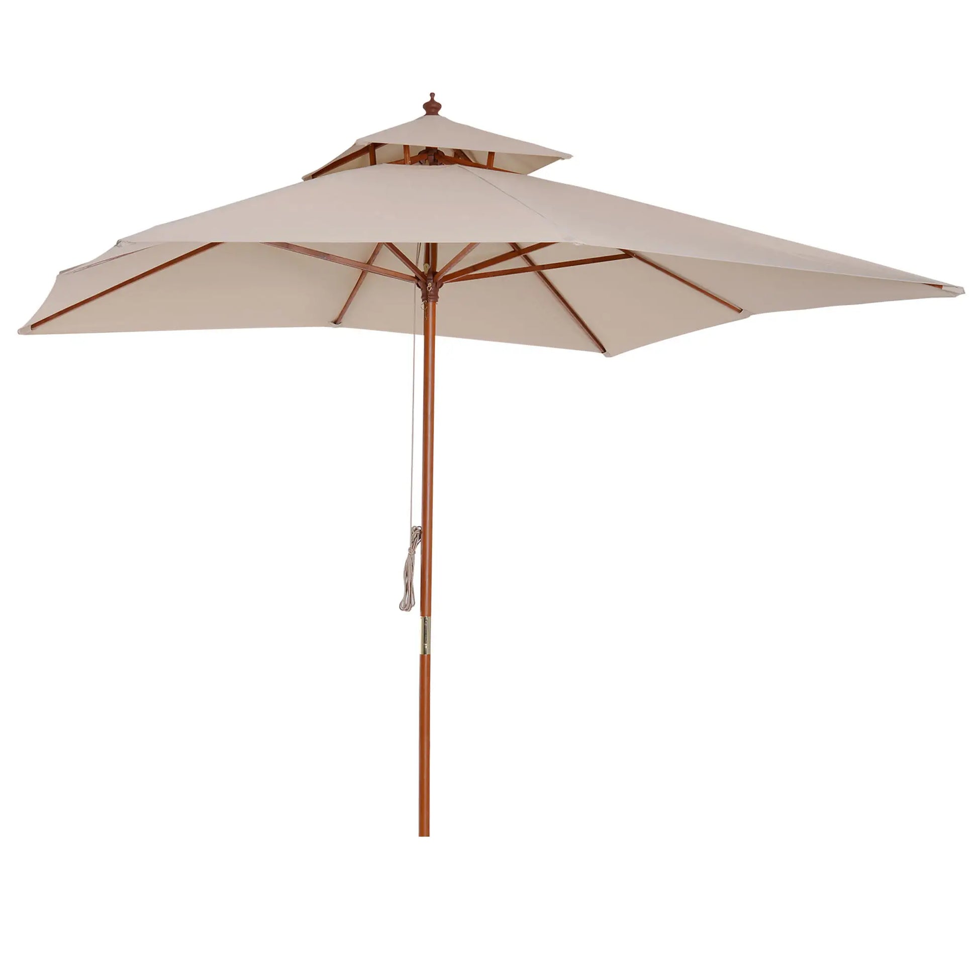 10x10ft Wood Square Patio Umbrella, Pagoda Style, Khaki Sun Umbrellas at Gallery Canada