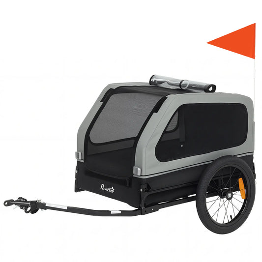 Dog Bike Trailer, 44 lbs, Universal Coupler, Flip-Down Ramp, Grey Dog Bike Trailers & Strollers Grey, Black at Gallery Canada