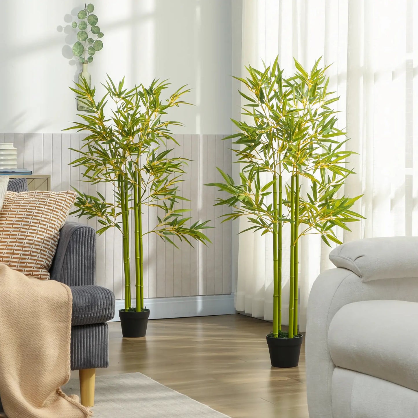 4FT Artificial Bamboo Tree Set Of 2, Faux Plant In Nursery Pot Artificial Trees at Gallery Canada