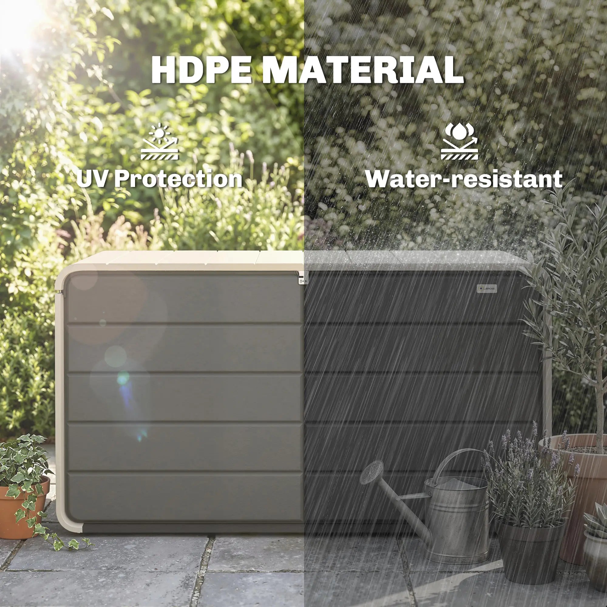 Outdoor Storage Box With Lockable Lid, HDPE Garden Deck Box With Wheels 757 L Patio Storage Boxes at Gallery Canada