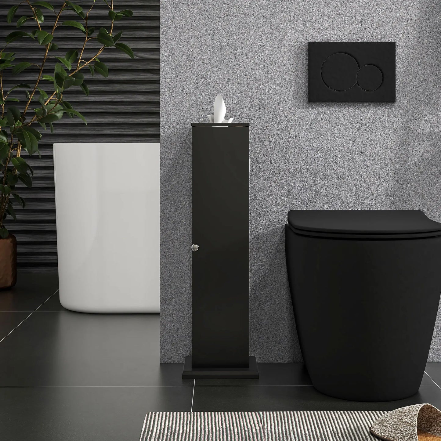 Petit meuble à papier toilette, rangement d'angle pour salle de bain, noir