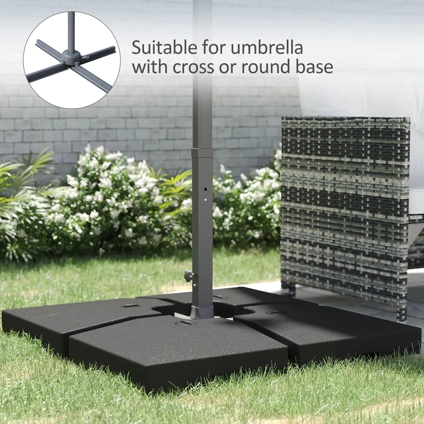 4 Piece Heavy Duty Square Offset Umbrella Stand, 264Lbs Sand, 176Lbs Water Umbrella Bases at Gallery Canada