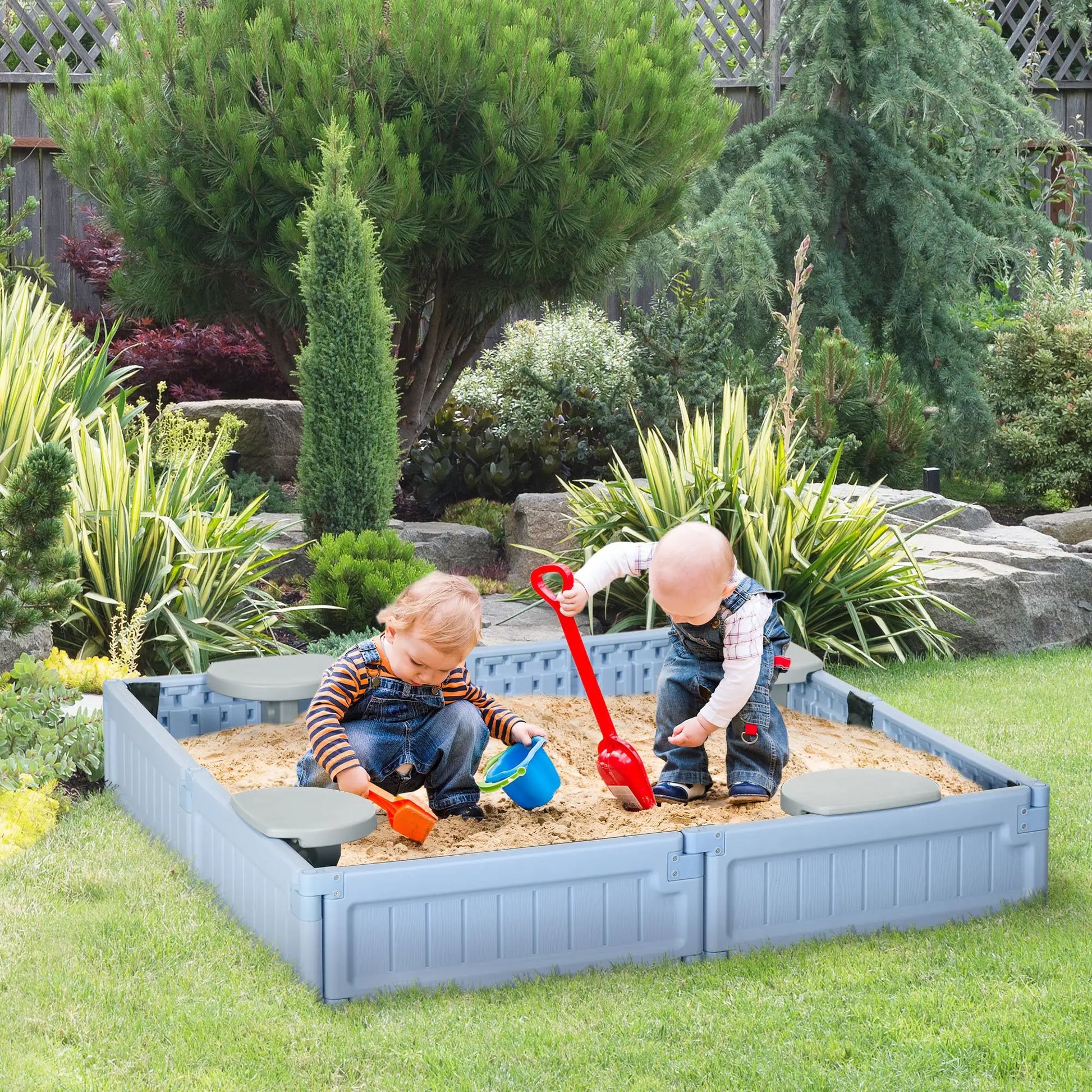 Kids Outdoor Sandbox with Canopy, Fabric Liner, Light Blue Sandboxes & Accessories at Gallery Canada
