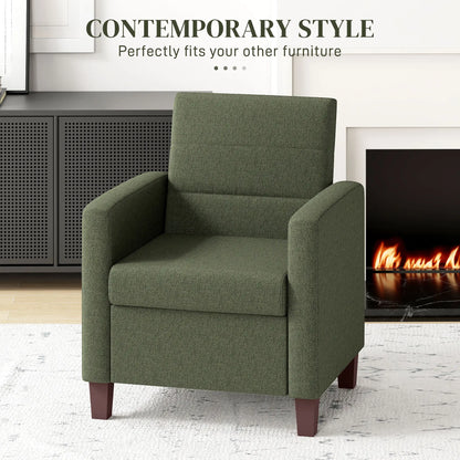 Modern Fabric Accent Chair, Seat Cushion, Non-Slip Pads, Dark Green Accent Chairs at Gallery Canada