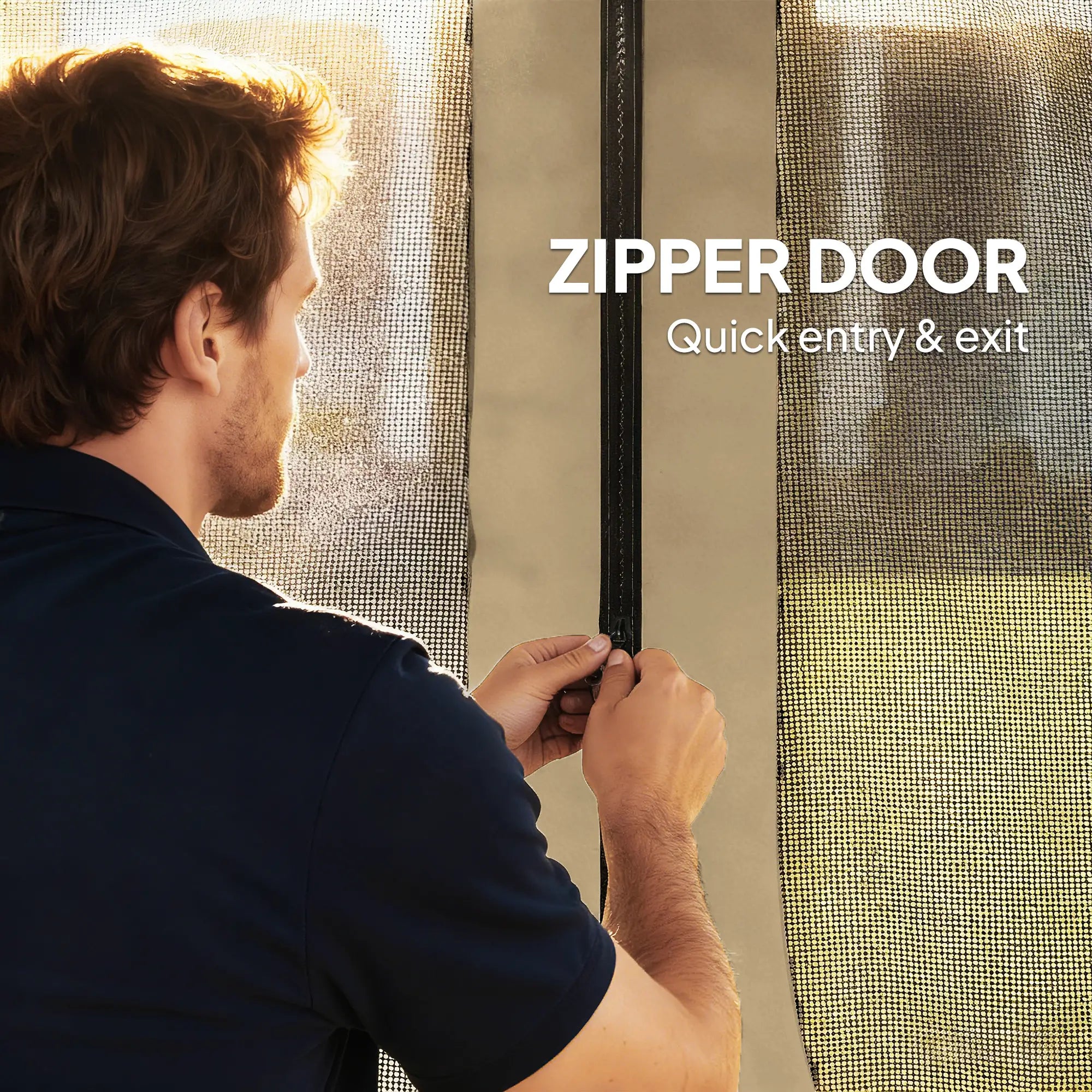 Gazebo Mosquito Netting, 12' x 12', Zipper Screen Walls, Black, Khaki Gazebo Sidewalls at Gallery Canada