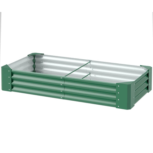 6 x 3 x 1ft Galvanized Raised Garden Bed, Reinforced Outdoor Planter Box, Green
