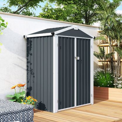 4.4' x 3' Metal Garden Shed, Outdoor Storage With Double Doors Sheds at Gallery Canada