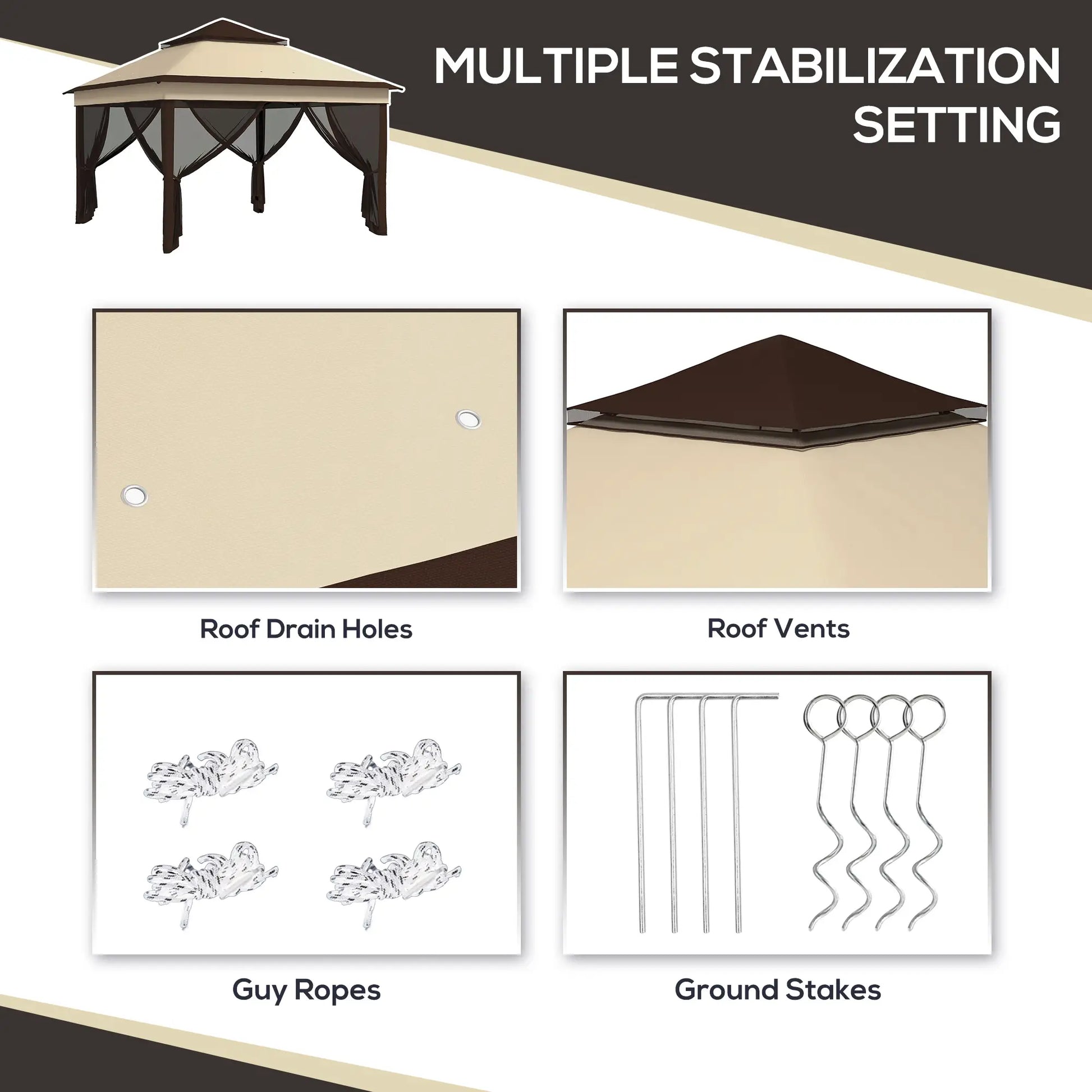 10.7 x 10.7ft Pop Up Gazebo, UV30+ Roof, Removable Mesh Curtains, Beige Pop Up Canopies at Gallery Canada