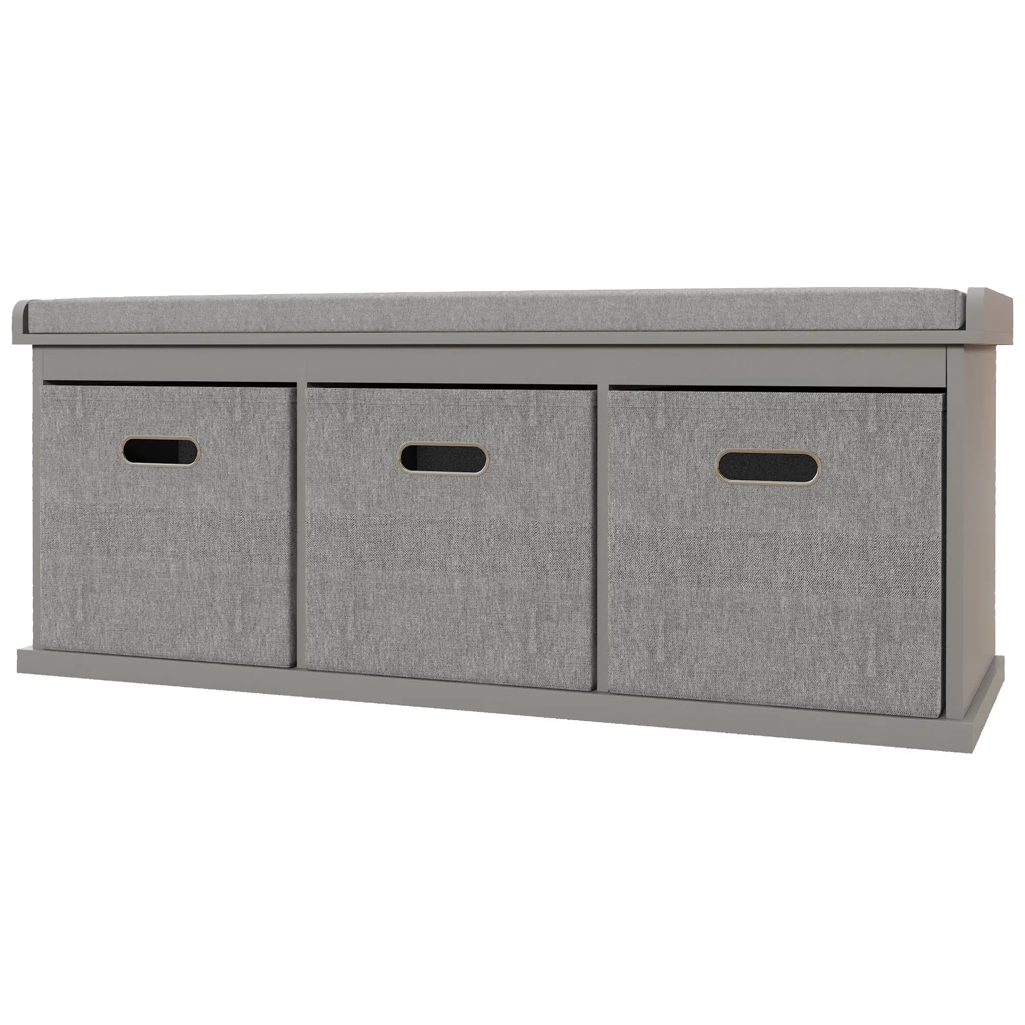 Shoe Storage Bench with Seat, 3 Fabric Drawers, Grey Shoe Storage Cabinets & Racks Grey at Gallery Canada