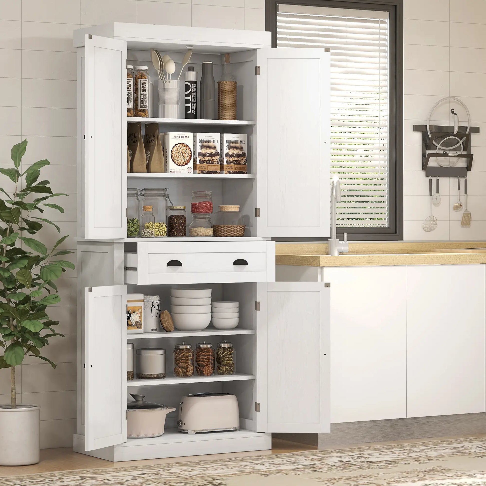 Kitchen Cabinet With 2 Drawers, Particleboard, White Kitchen Pantry Cabinets at Gallery Canada