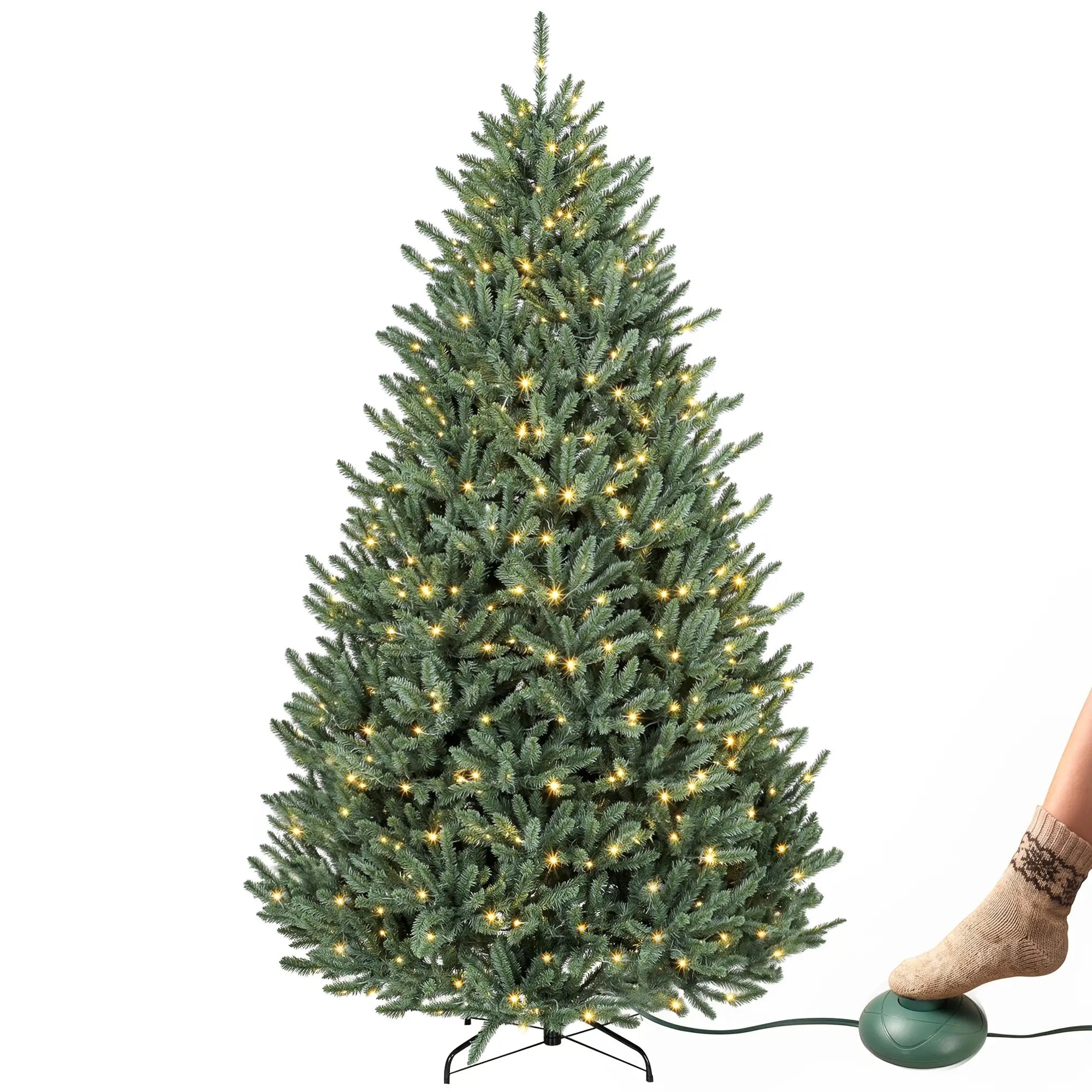 6Ft Prelit Christmas Tree, Warm White & Multi-Colour LEDs, Colorado Blue Spruce Pencil Christmas Trees at Gallery Canada
