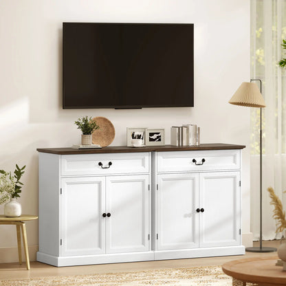 32" Buffet Cabinet, White Wood Grain, Farmhouse Sideboard, White Bar Cabinets at Gallery Canada