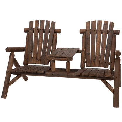 Wood Adirondack Patio Chair Bench, Center Coffee Table, Carbonized Outdoor Benches Carbonized at Gallery Canada