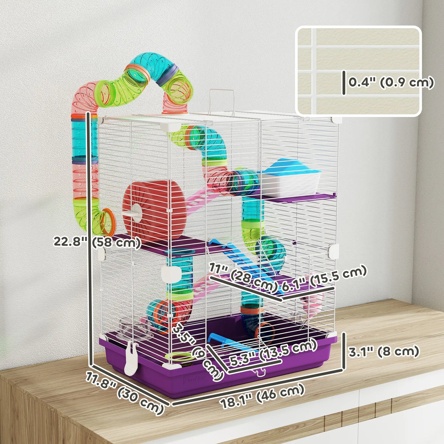 5-Tier Hamster Cage, With Wheels, Tube, Bottle, Dishes, Purple Hamster Cages at Gallery Canada