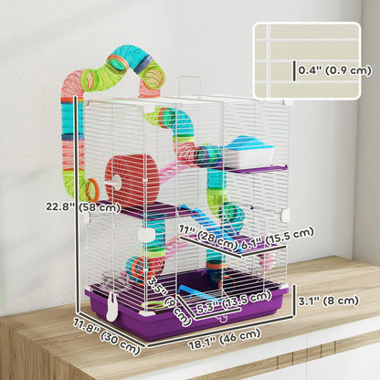5-Tier Hamster Cage, With Wheels, Tube, Bottle, Dishes, Purple Hamster Cages at Gallery Canada