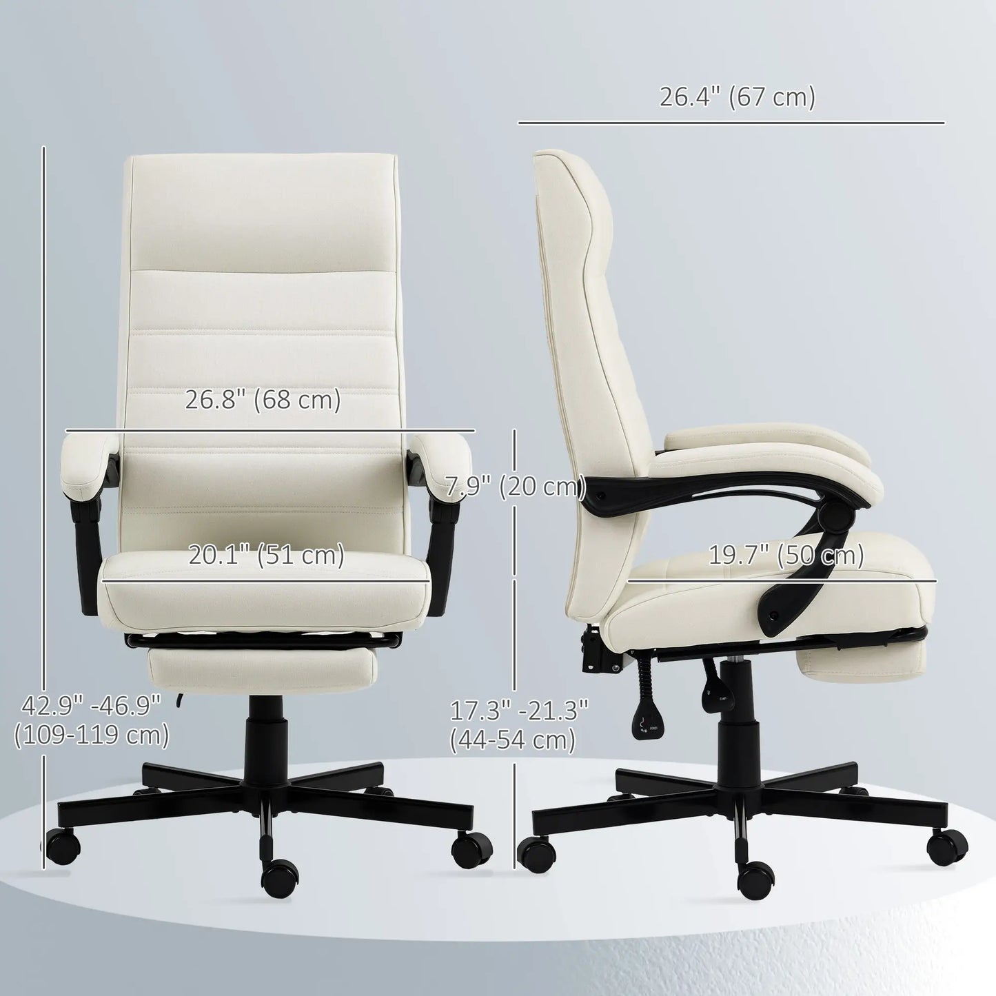 High Back Swivel Recliner Chair, Adjustable Height, Footrest, Cream White Office Chairs at Gallery Canada