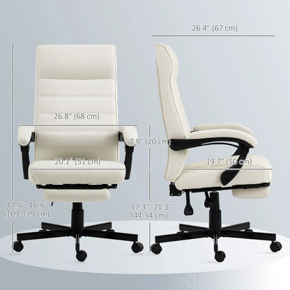 High Back Swivel Recliner Chair, Adjustable Height, Footrest, Cream White Office Chairs at Gallery Canada