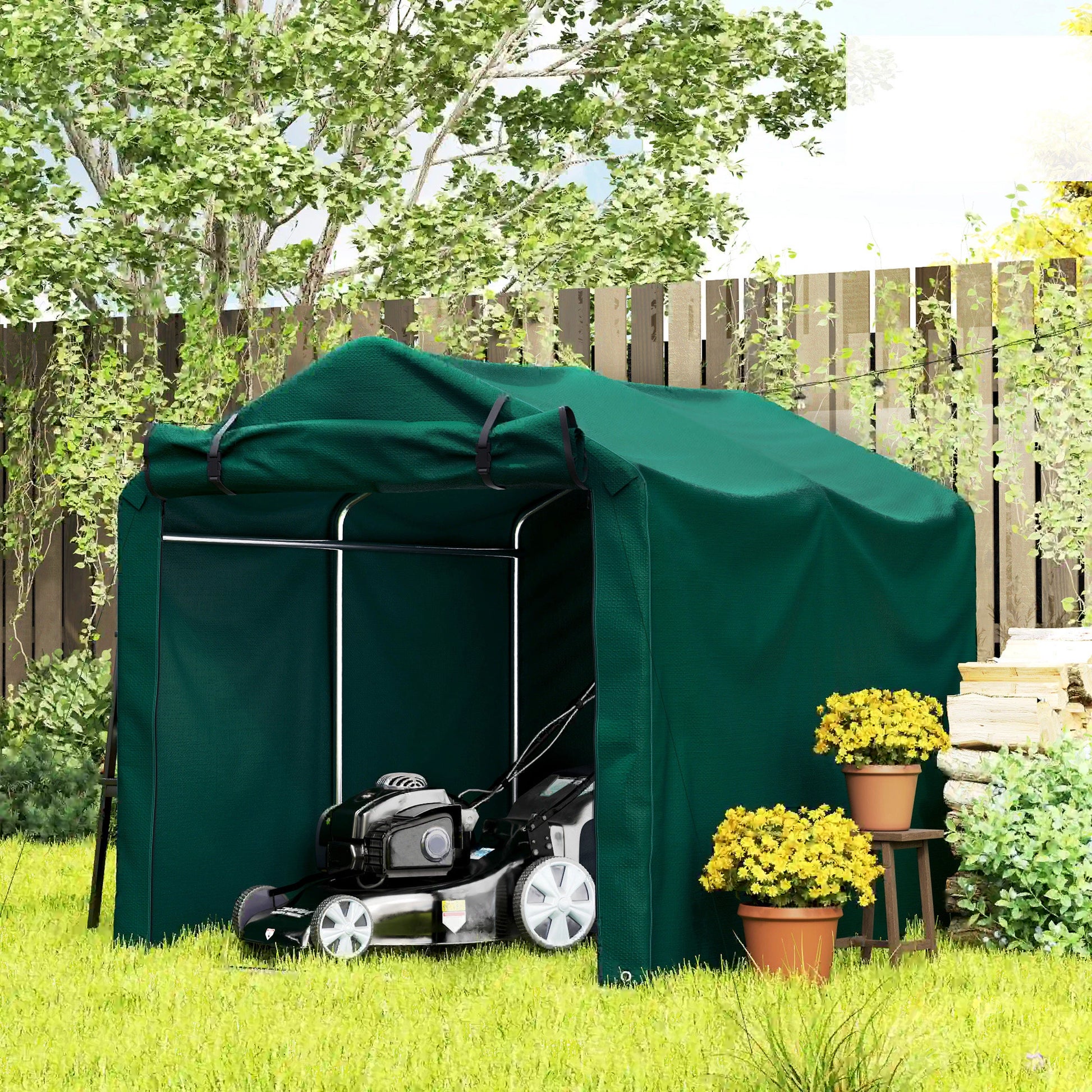 Outdoor Storage Shed, UV Resistant Bike Tent, Roll-up Door, Dark Green Sheds at Gallery Canada