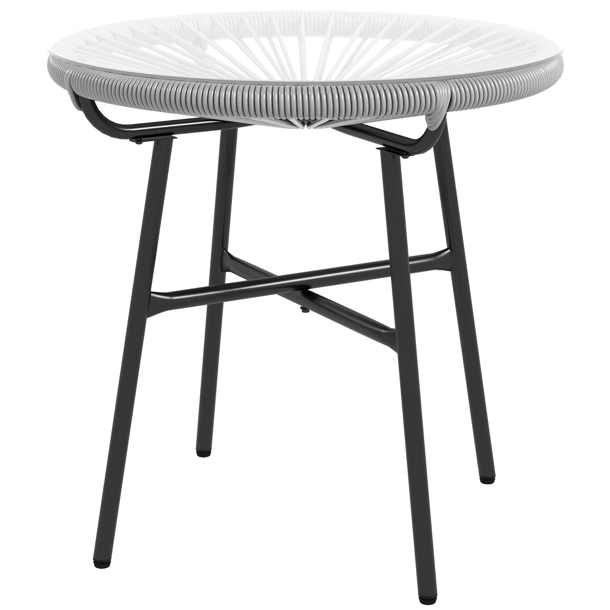 Round Rattan Side Table, Outdoor, PE Rattan, Tempered Glass Top, Grey Patio Side Tables at Gallery Canada