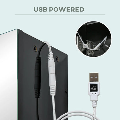 Wall Mounted Medicine Cabinet with Mirror, Adjustable Shelf, USB Charge, High Gloss, Black Mirror Medicine Cabinets at Gallery Canada