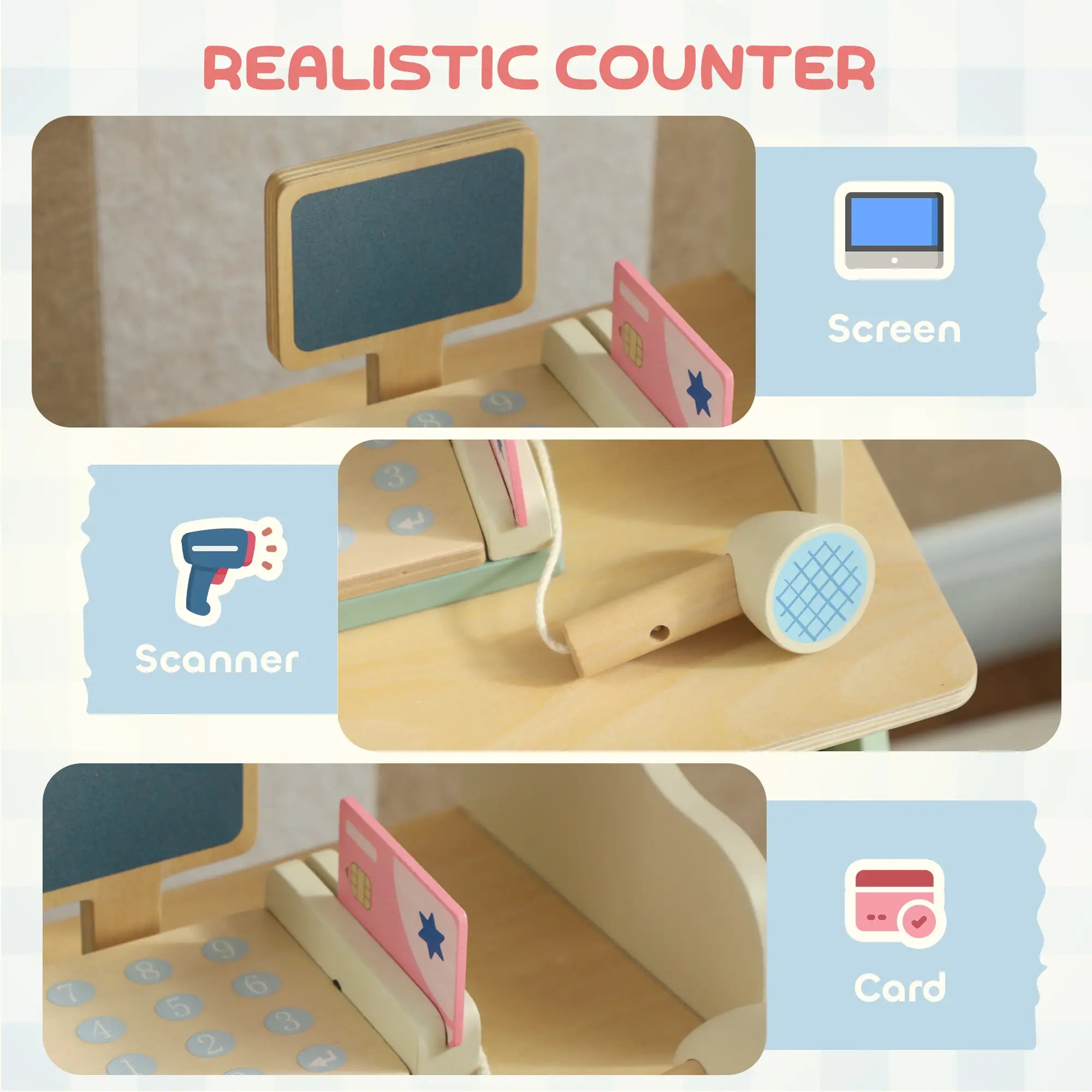 Kids Grocery Store Playset, Toy Set with Cash Register, Chalkboard, Food Toy Playsets at Gallery Canada