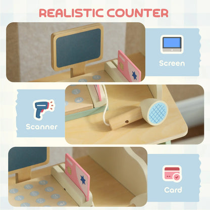 Kids Grocery Store Playset, Toy Set with Cash Register, Chalkboard, Food Toy Playsets at Gallery Canada