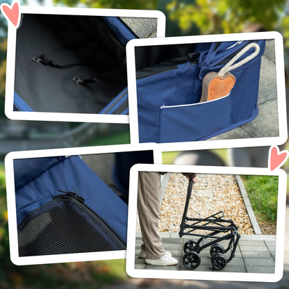 Double Pet Stroller, Removable Carrier, Foldable Travel Bag, Car Seat, Blue Dog Bike Trailers & Strollers at Gallery Canada