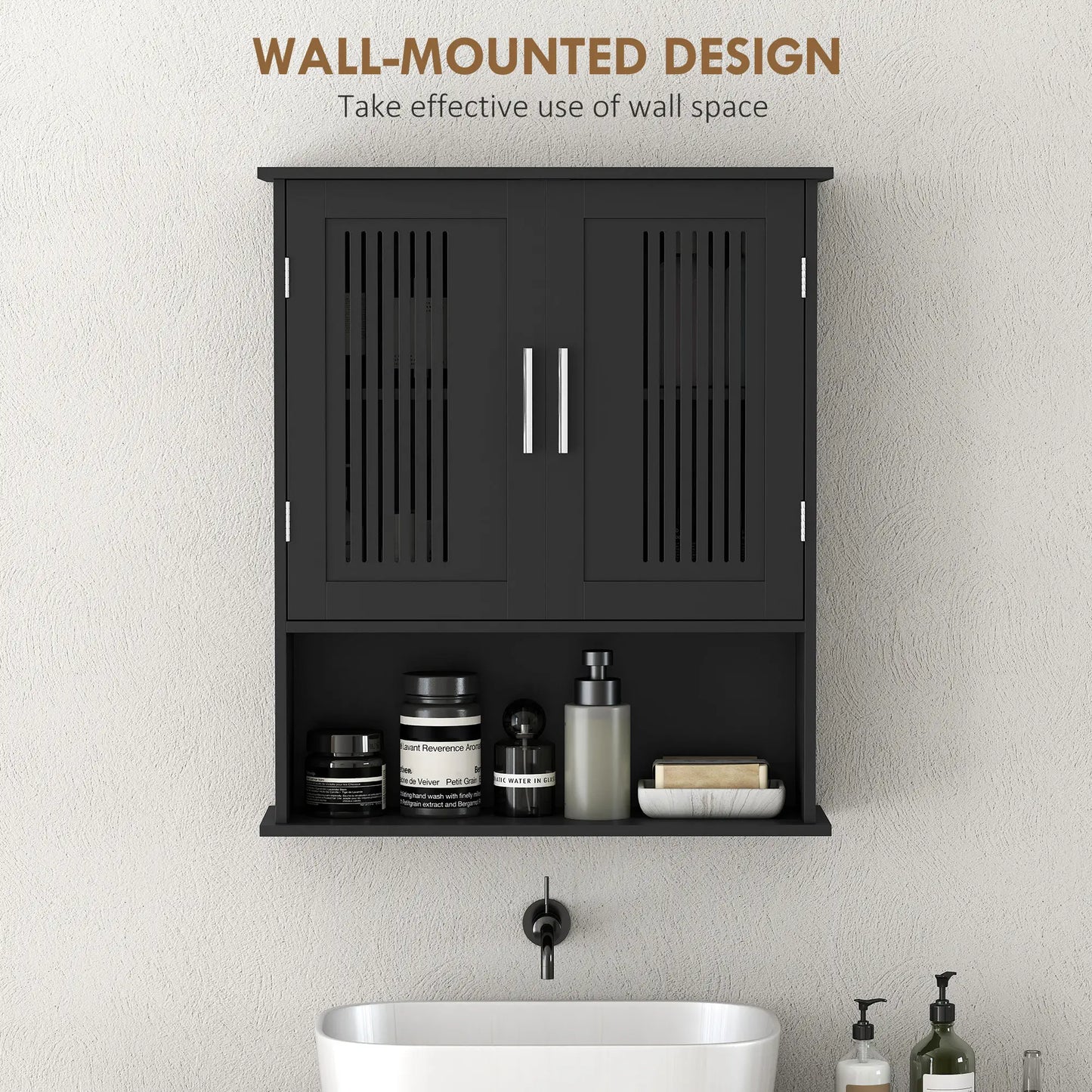 Wall Mount Bathroom Cabinet, 2 Door With Shelf, Black Mirror Medicine Cabinets at Gallery Canada