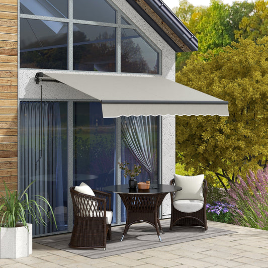 8' x 6.5' Retractable Awning, 280gsm UV Resistant Sunshade Shelter for Deck, Balcony, Yard, Light Grey - Gallery Canada