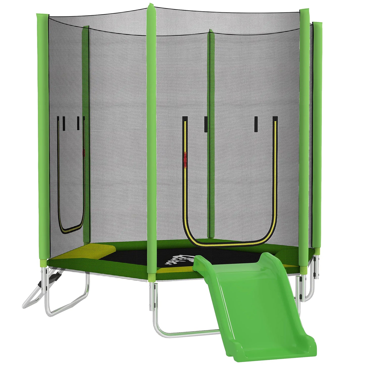 85" Trampoline With Safety Enclosure, Slide Ladder, Ages 3+, Green Trampolines Green, Yellow at Gallery Canada