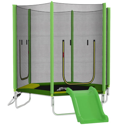 85" Trampoline With Safety Enclosure, Slide Ladder, Ages 3+, Green Trampolines Green, Yellow at Gallery Canada
